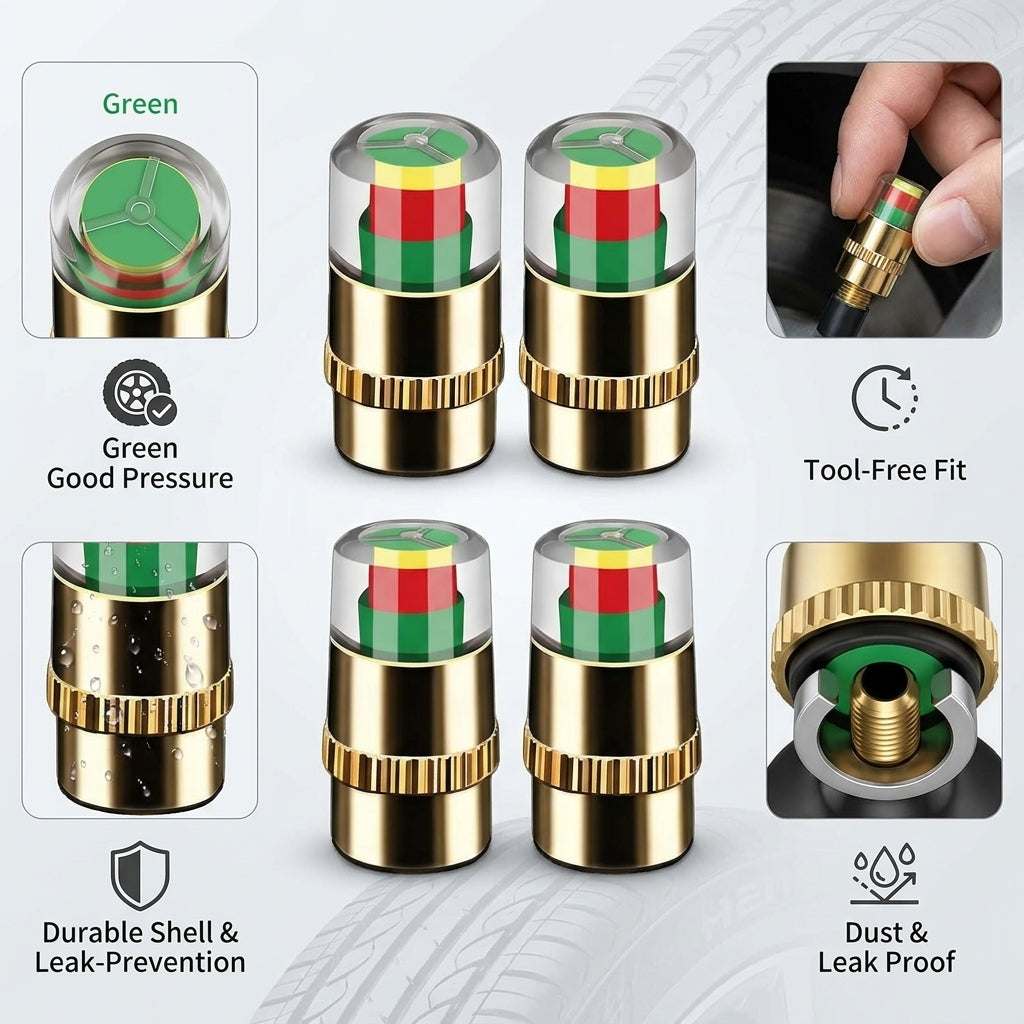 RoadVision 3-Colour Tyre Pressure Monitor Caps